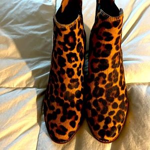 Madewell Regan Leopard-print Booties, Stacked Heel, 10